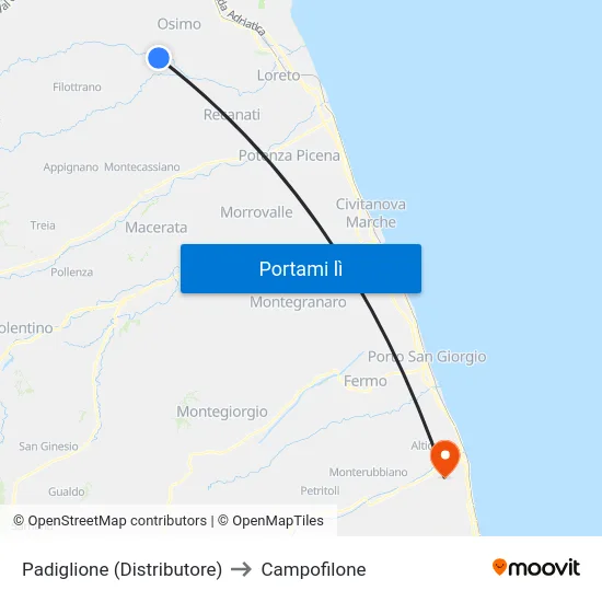 Padiglione (Distributore) to Campofilone map
