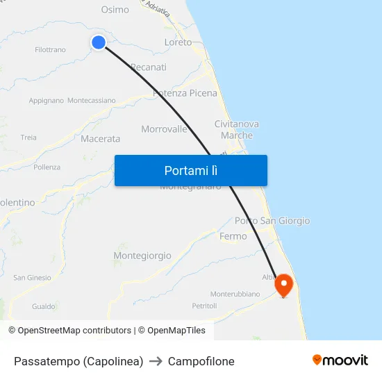 Passatempo (Capolinea) to Campofilone map