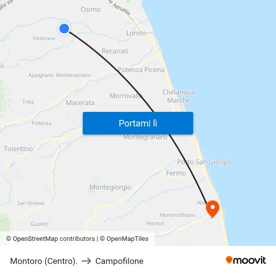 Montoro (Centro). to Campofilone map