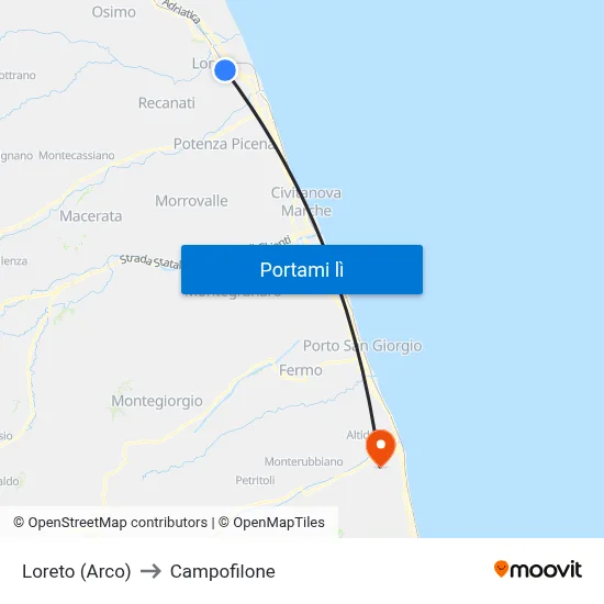 Loreto (Arco) to Campofilone map