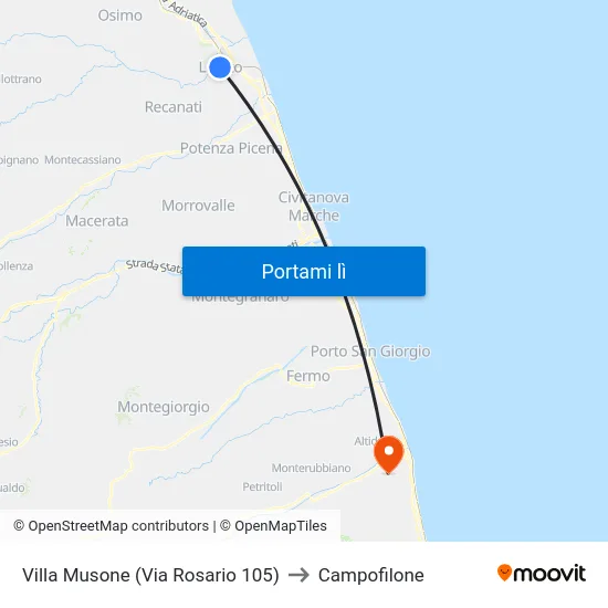 Villa Musone  (Via Rosario 105) to Campofilone map