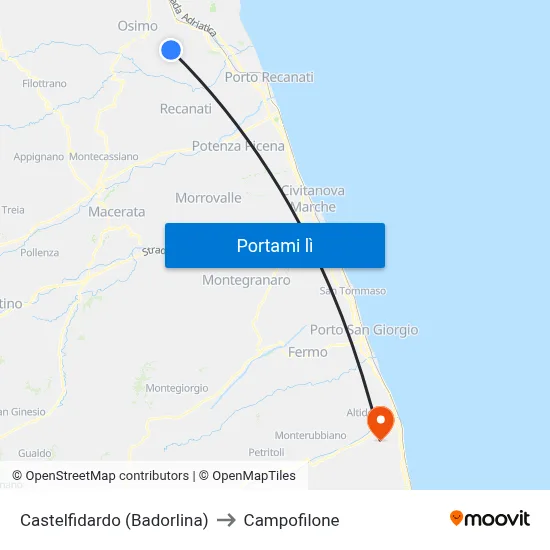 Castelfidardo (Badorlina) to Campofilone map