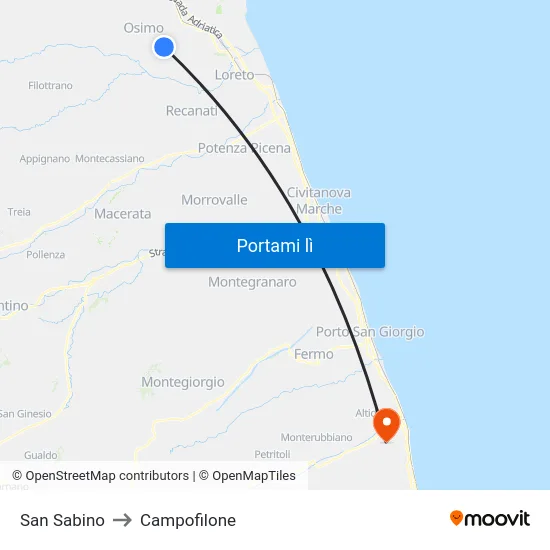 San Sabino to Campofilone map