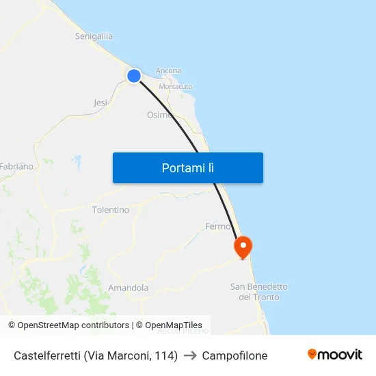 Castelferretti (Via Marconi, 114) to Campofilone map