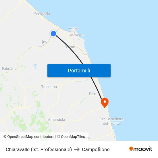 Chiaravalle (Ist. Professionale) to Campofilone map