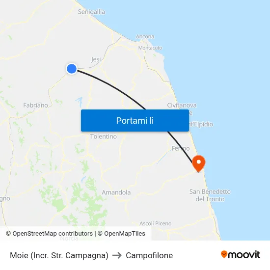 Moie (Incr. Str. Campagna) to Campofilone map