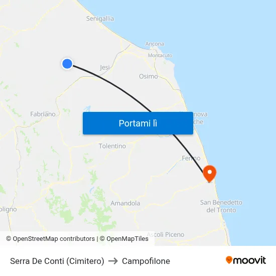 Serra De Conti  (Cimitero) to Campofilone map