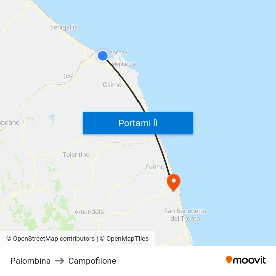 Palombina to Campofilone map