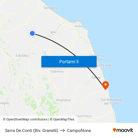 Serra De Conti (Biv. Granelli) to Campofilone map