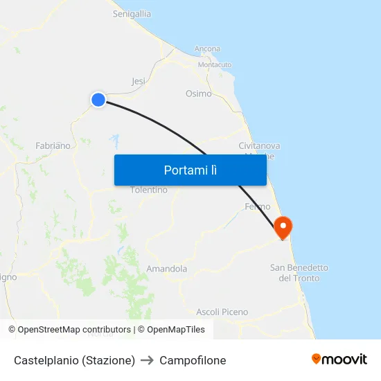 Castelplanio (Stazione) to Campofilone map