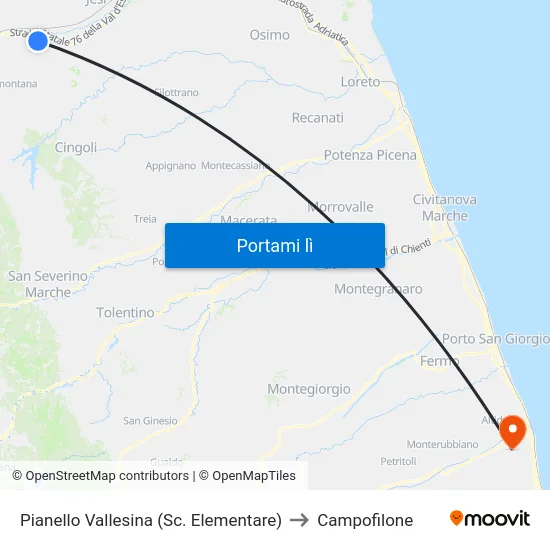 Pianello Vallesina  (Sc. Elementare) to Campofilone map