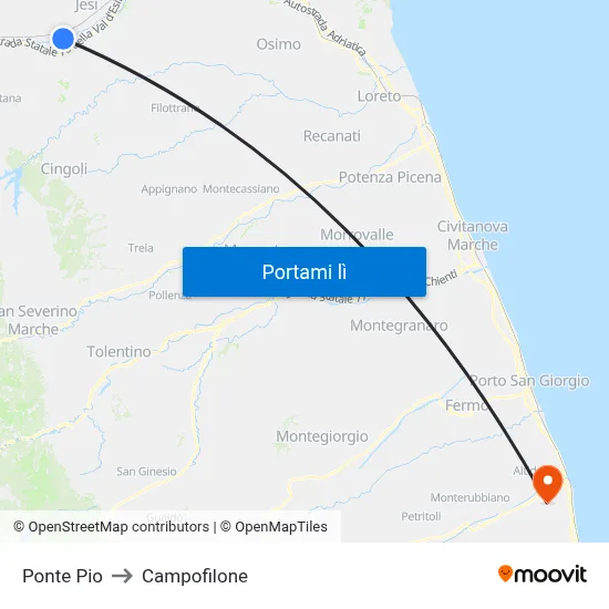 Ponte Pio to Campofilone map