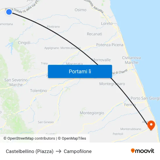 Castelbellino (Piazza) to Campofilone map
