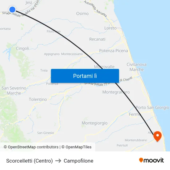 Scorcelletti (Centro) to Campofilone map