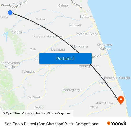 San Paolo Di Jesi (San Giuseppe)R to Campofilone map