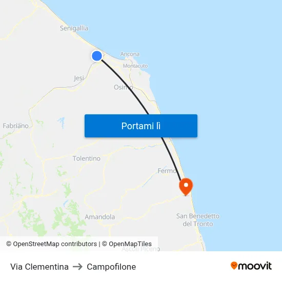 Via Clementina to Campofilone map