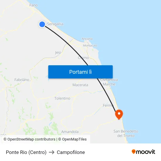 Ponte Rio (Centro) to Campofilone map