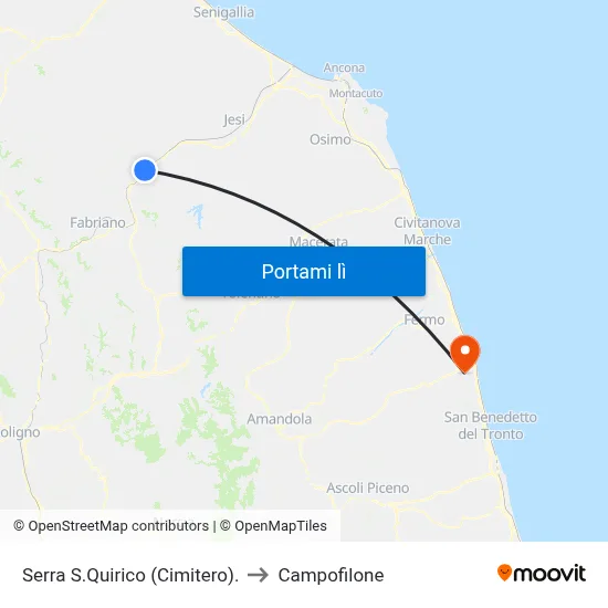 Serra S.Quirico (Cimitero). to Campofilone map