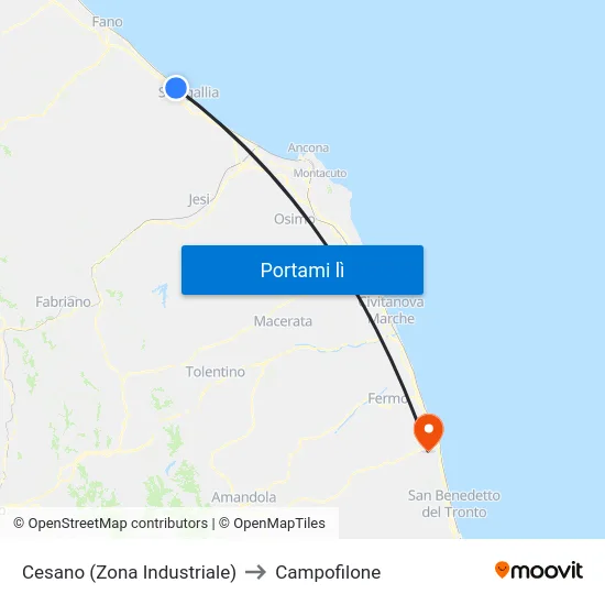Cesano (Zona Industriale) to Campofilone map