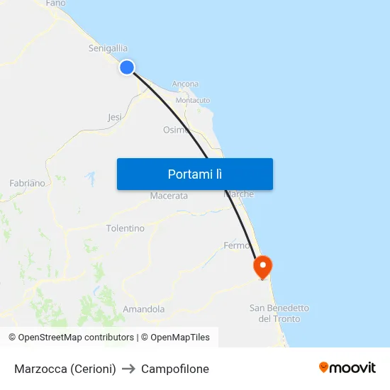 Marzocca (Cerioni) to Campofilone map