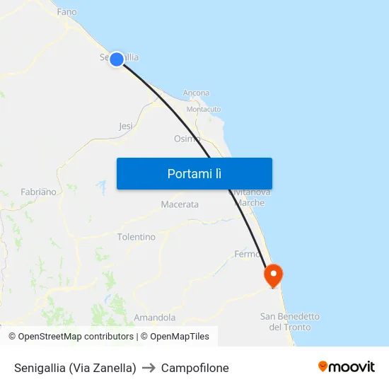 Senigallia (Via Zanella) to Campofilone map