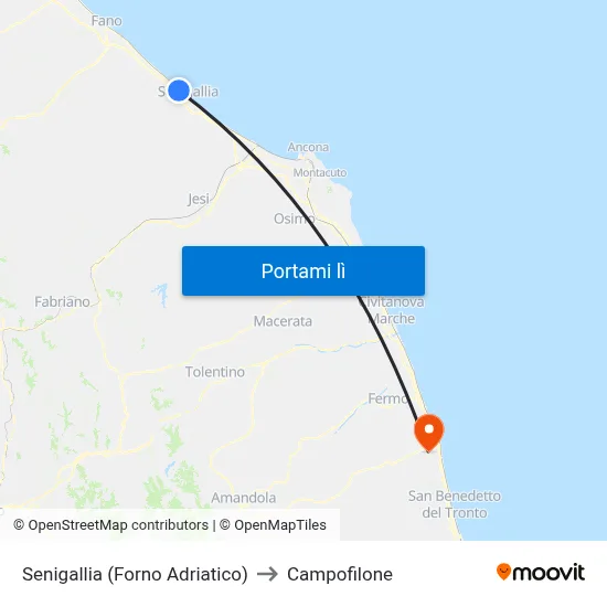 Senigallia (Forno Adriatico) to Campofilone map