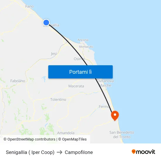 Senigallia ( Iper Coop) to Campofilone map