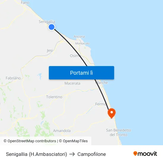Senigallia (H.Ambasciatori) to Campofilone map