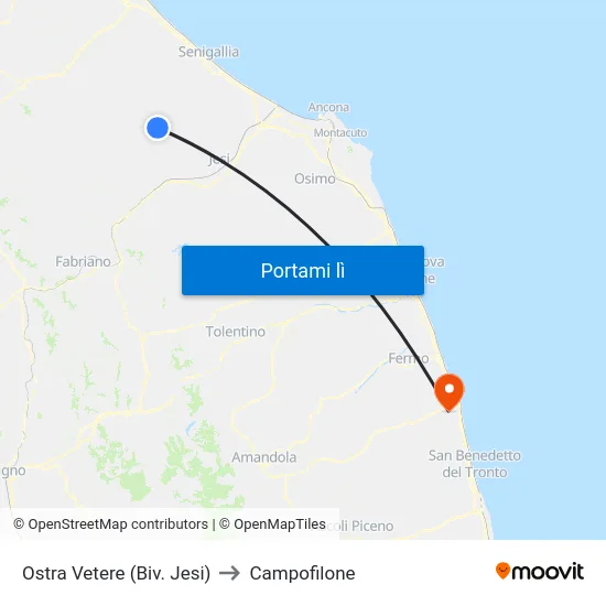 Ostra Vetere (Biv. Jesi) to Campofilone map