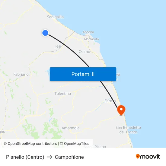 Pianello (Centro) to Campofilone map