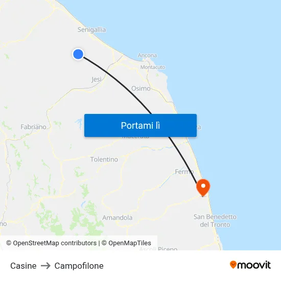 Casine to Campofilone map