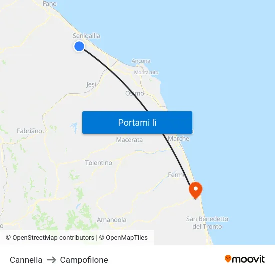 Cannella to Campofilone map