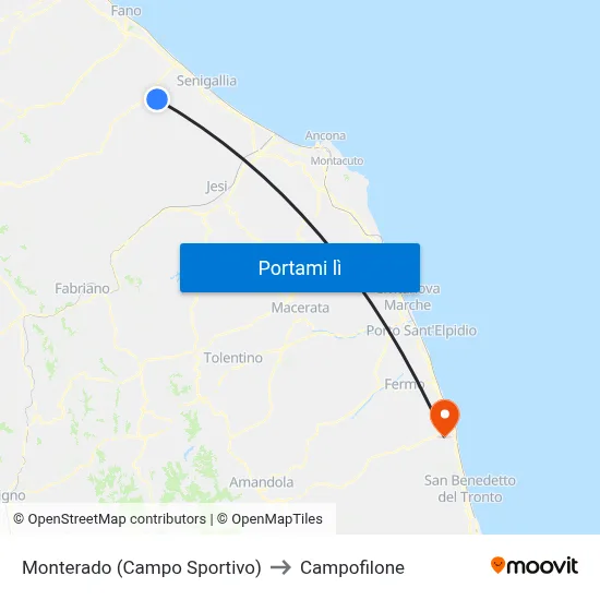Monterado (Campo Sportivo) to Campofilone map
