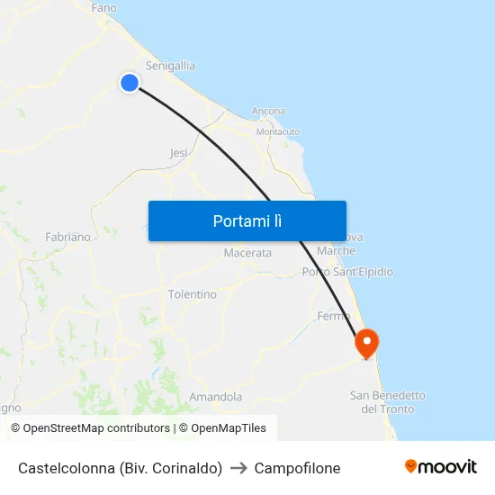 Castelcolonna (Biv. Corinaldo) to Campofilone map