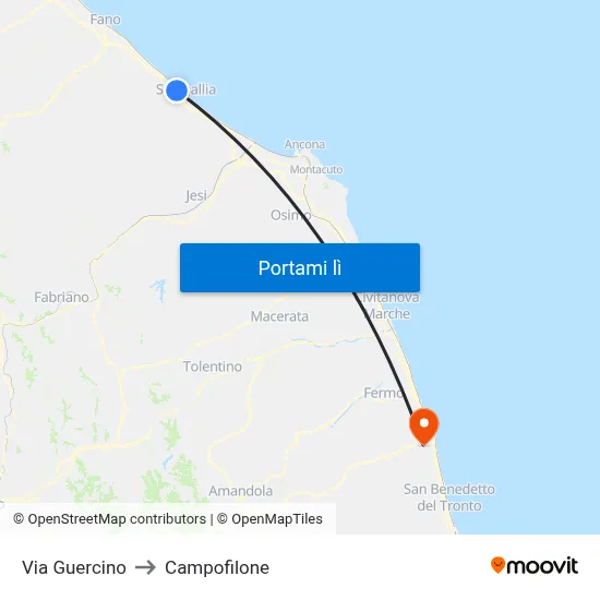 Via Guercino to Campofilone map