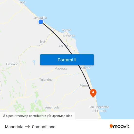 Mandriola to Campofilone map