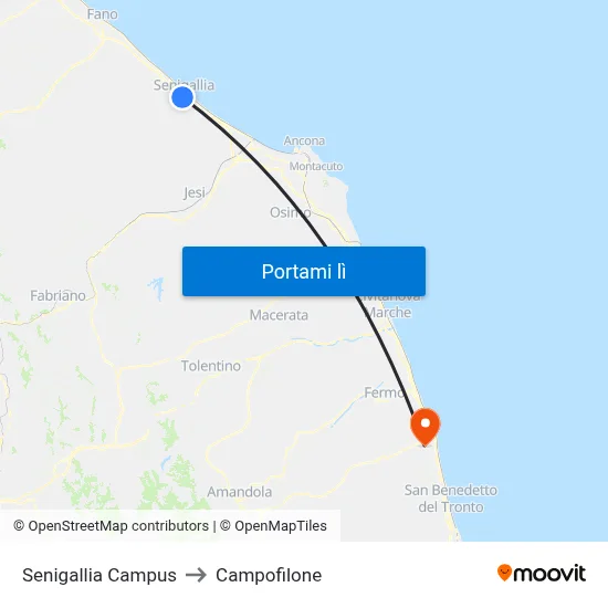 Senigallia Campus to Campofilone map