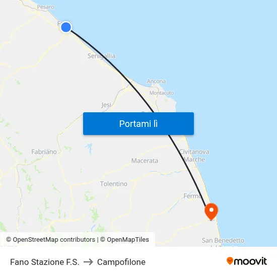 Fano Stazione F.S. to Campofilone map