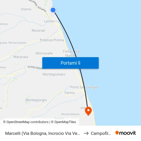 Marcelli (Via Bologna, Incrocio Via Venezia) to Campofilone map