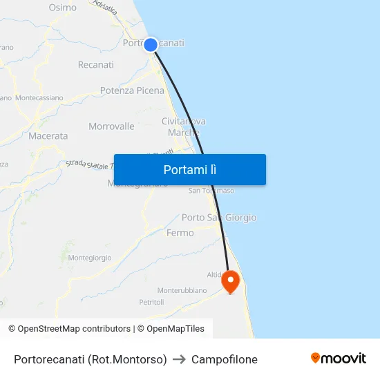 Portorecanati (Rot.Montorso) to Campofilone map