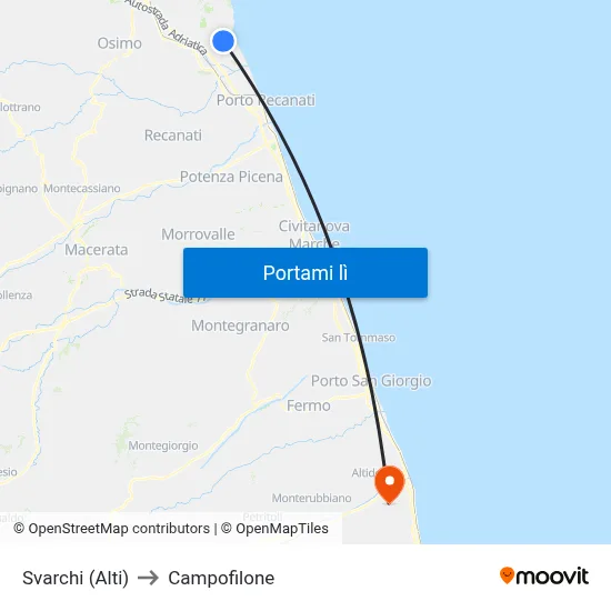 Svarchi (Alti) to Campofilone map