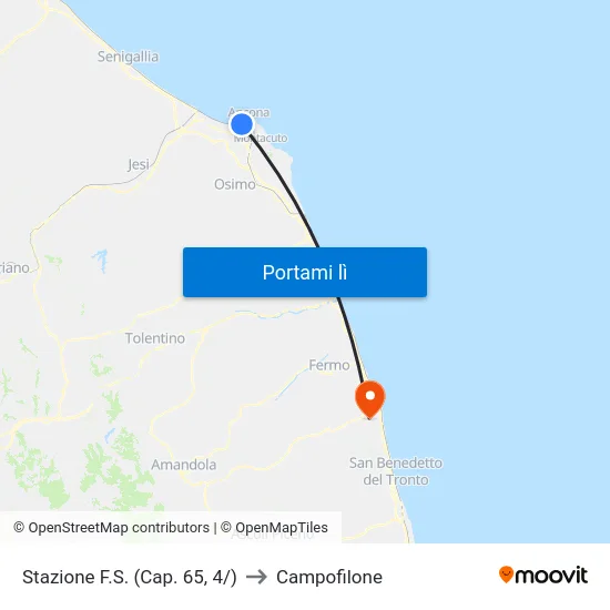 Stazione F.S. (Cap. 65, 4/) to Campofilone map