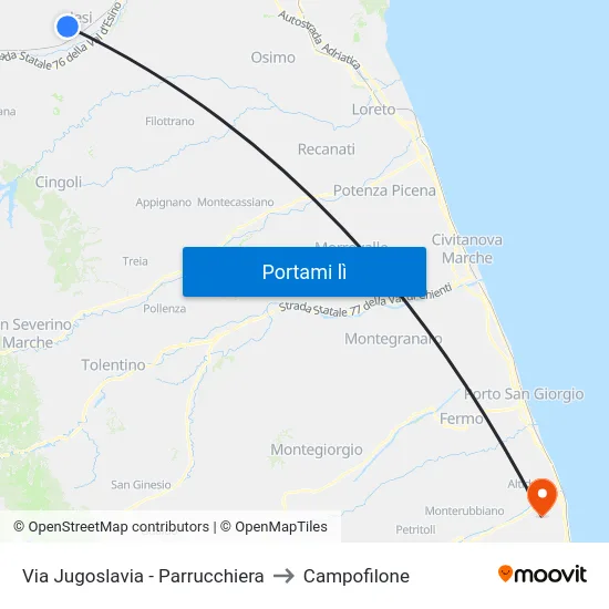Via Jugoslavia - Parrucchiera to Campofilone map