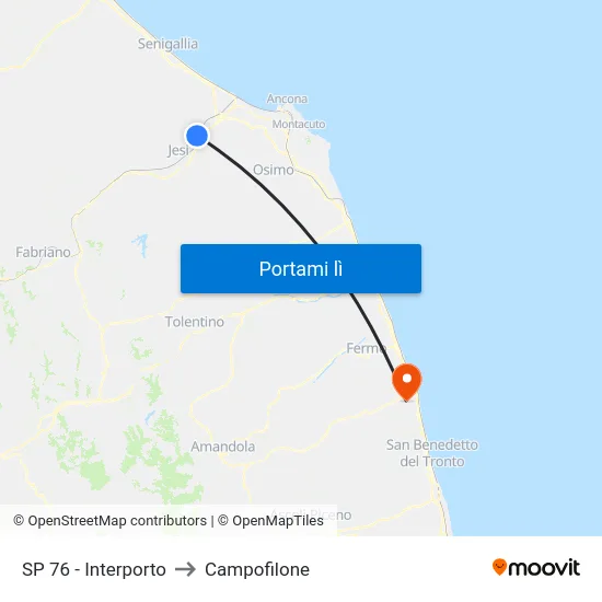 SP 76 - Interporto to Campofilone map