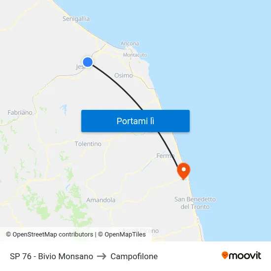 SP 76 - Bivio Monsano to Campofilone map
