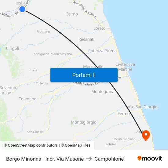 Borgo Minonna - Incr. Via Musone to Campofilone map
