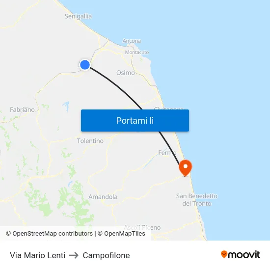 Via Mario Lenti to Campofilone map