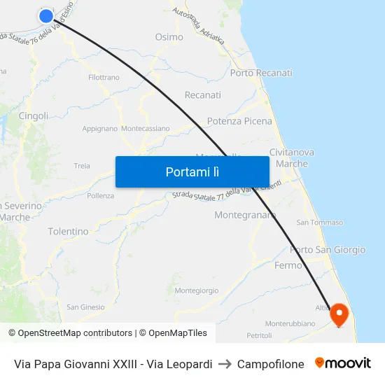 Via Papa Giovanni XXIII - Via Leopardi to Campofilone map