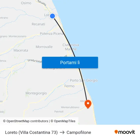 Loreto (Villa Costantina 73) to Campofilone map