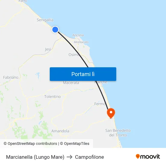 Marcianella (Lungo Mare) to Campofilone map